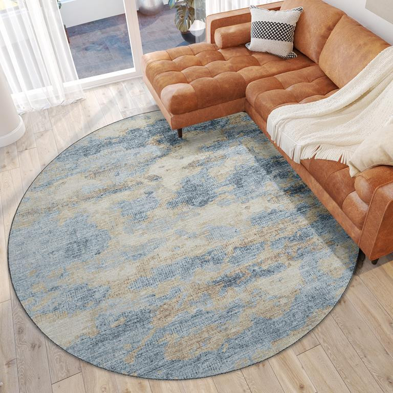 Dalyn Camberly CM6 Indigo Round Area Rug Room Scene