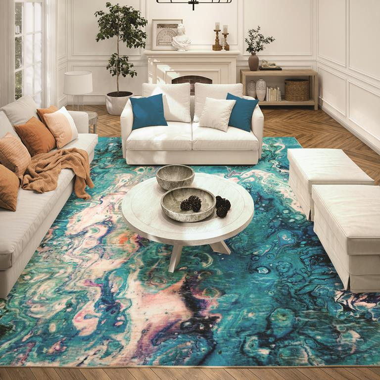 Dalyn Kikiamo KK4 Lagoon Area Rug Room Scene