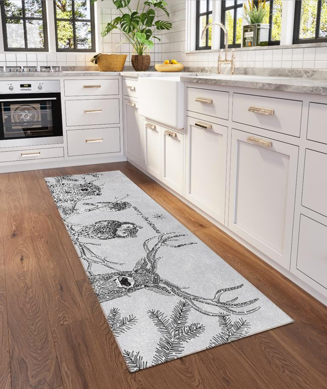 Dalyn Wonderland WN10 Flannel Merry Christmas with Animals 2x8 Runner Area Rug Room Scene