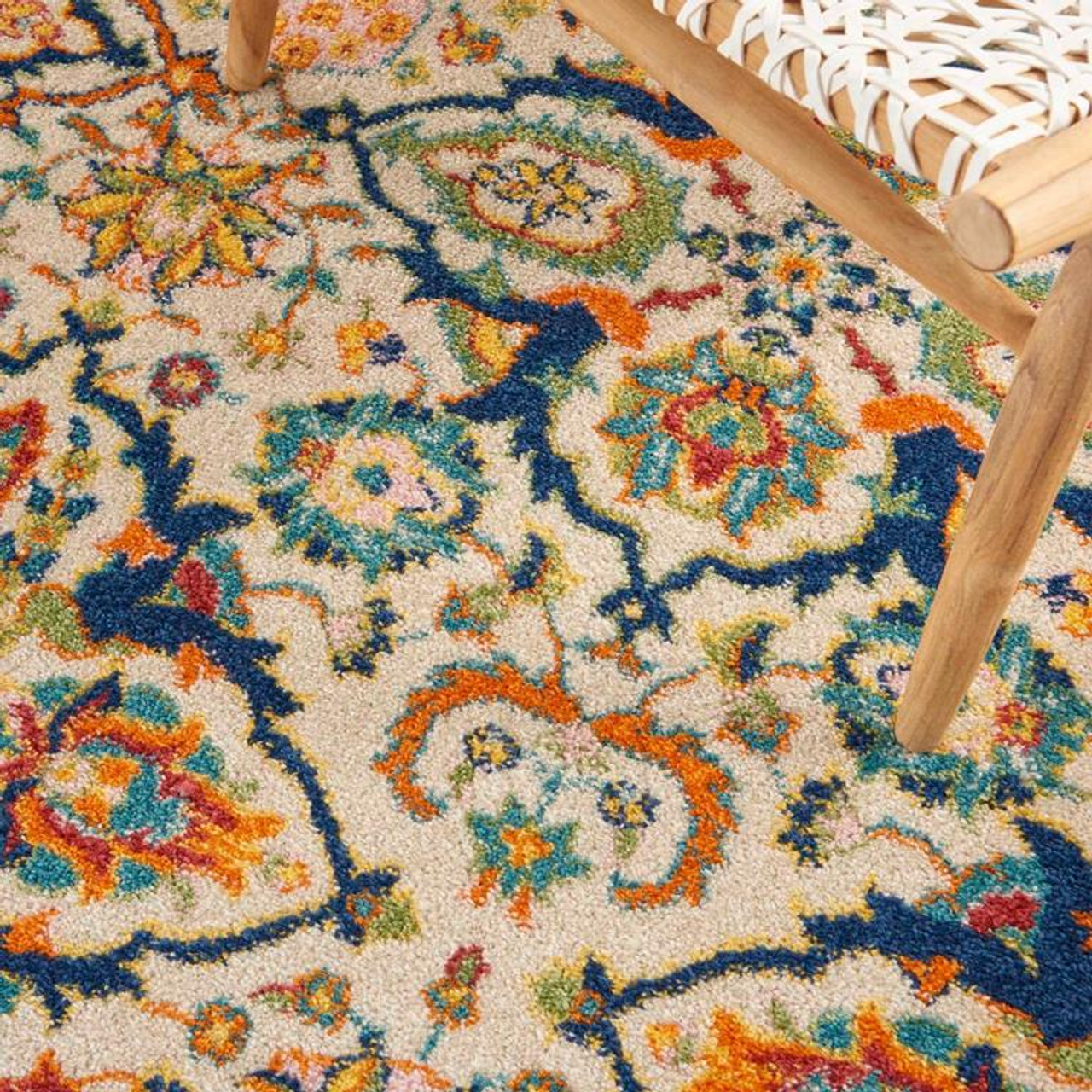 Nourison Allur ALR03 Ivory Multi Area Rug Detail on Floor