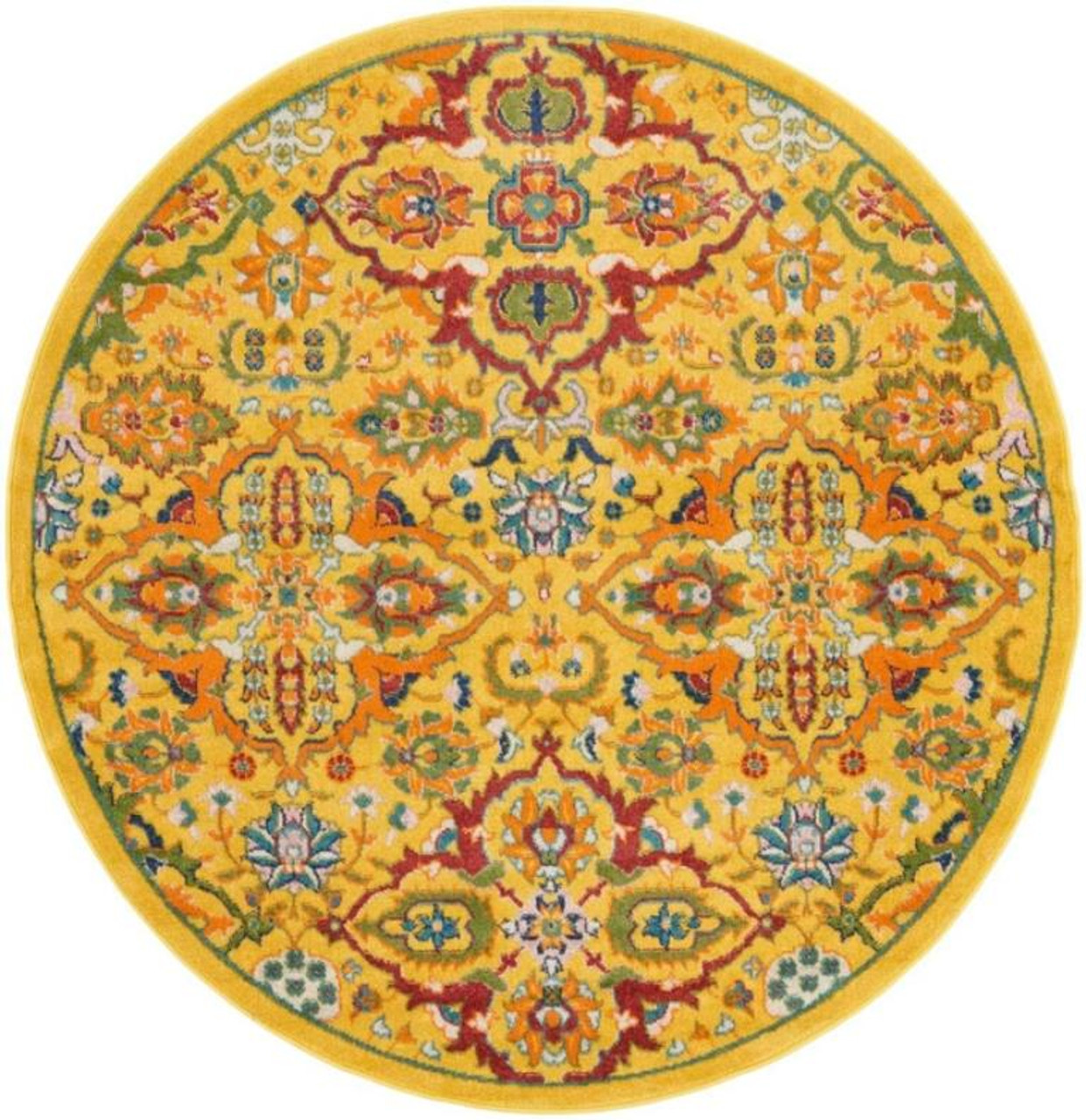 Nourison Allur ALR03 Yellow Multi Round Rug