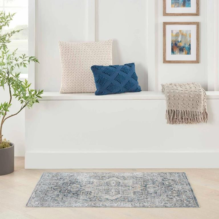 Nourison Astra Machine Washable ASW12 Grey Blue Area Rug