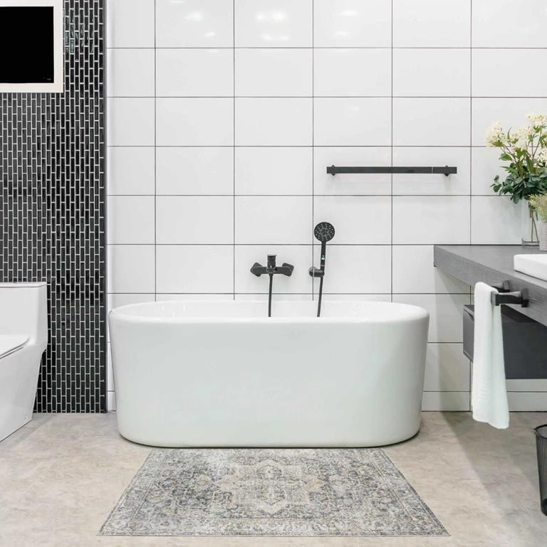 Nourison Astra Machine Washable ASW12 Grey Blue Area Rug