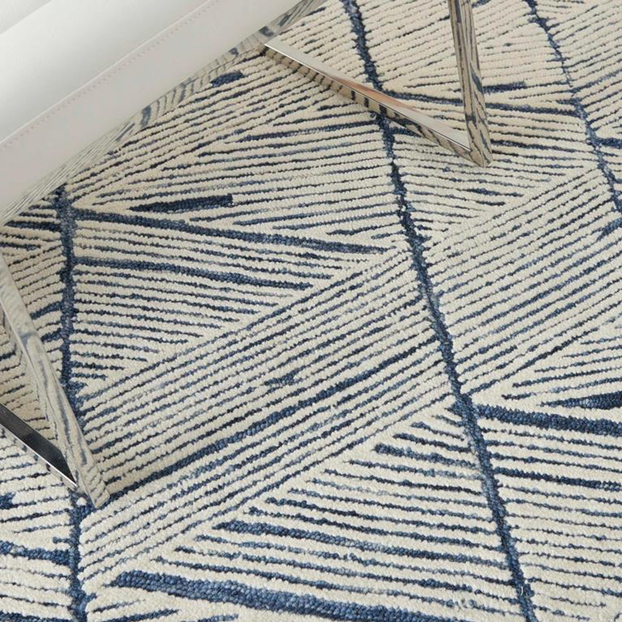 Nourison Colorado CLR01 White Blue Area Rug Closeup on Floor