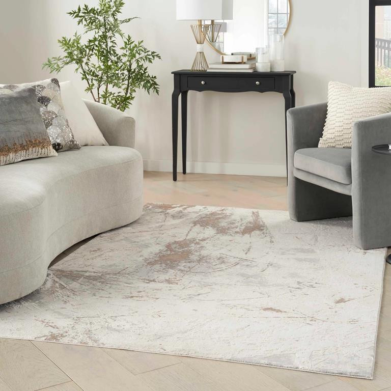 Nourison Desire DSR04 Cream Grey Area Rug Room Scene