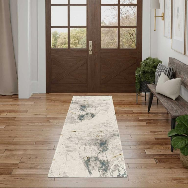 Nourison Desire DSR04 Ivory Grey Blue Area Rug - Carpetmart.com