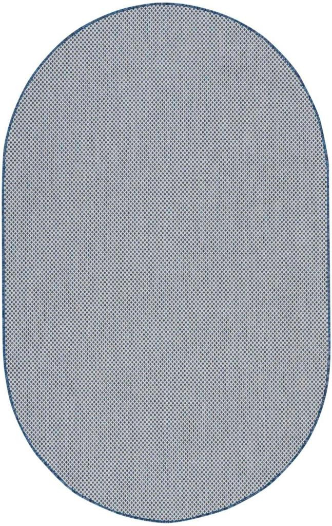Nourison Courtyard COU01 Ivory Blue 5x8 Oval Rug