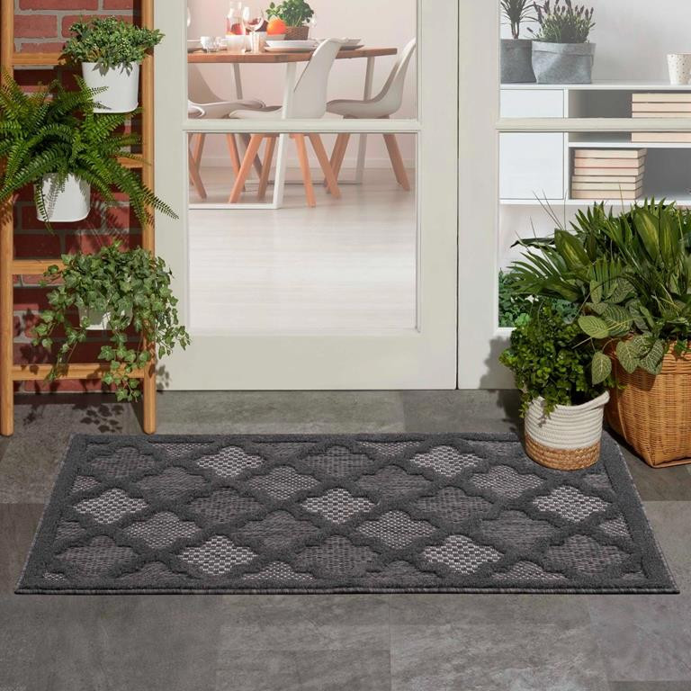 Nourison Easy Care NES01 Charcoal Black Area Rug |Carpetmart.com