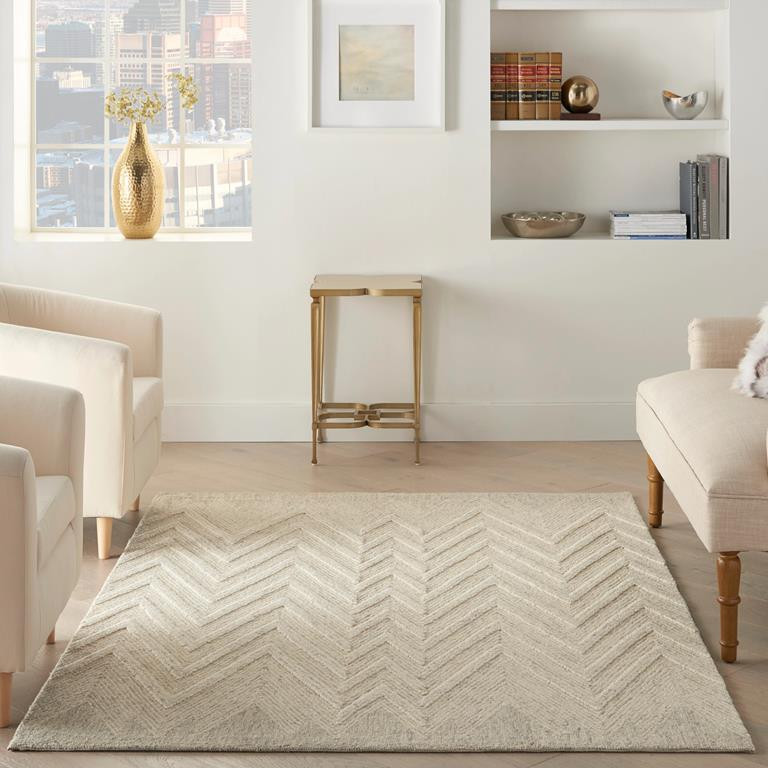 Nourison Interlock ITL04 Ivory Grey 5x8 Area Rug In Room