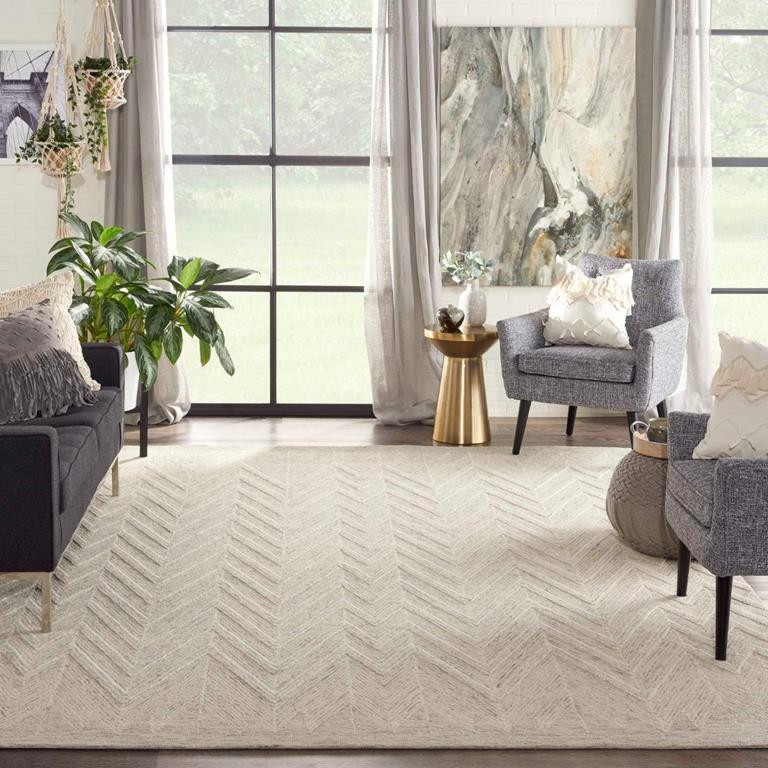 Nourison Interlock ITL04 Ivory Grey Area Rug |Carpetmart.com