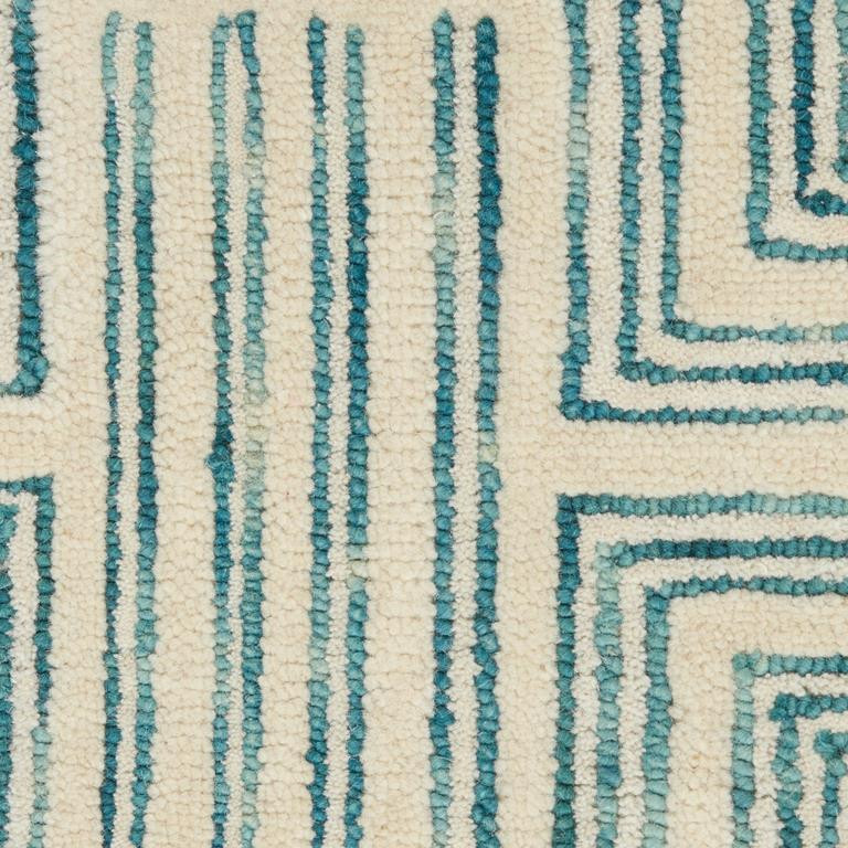 Nourison Interlock ITL06 Ivory Turquoise Area Rug Swatch