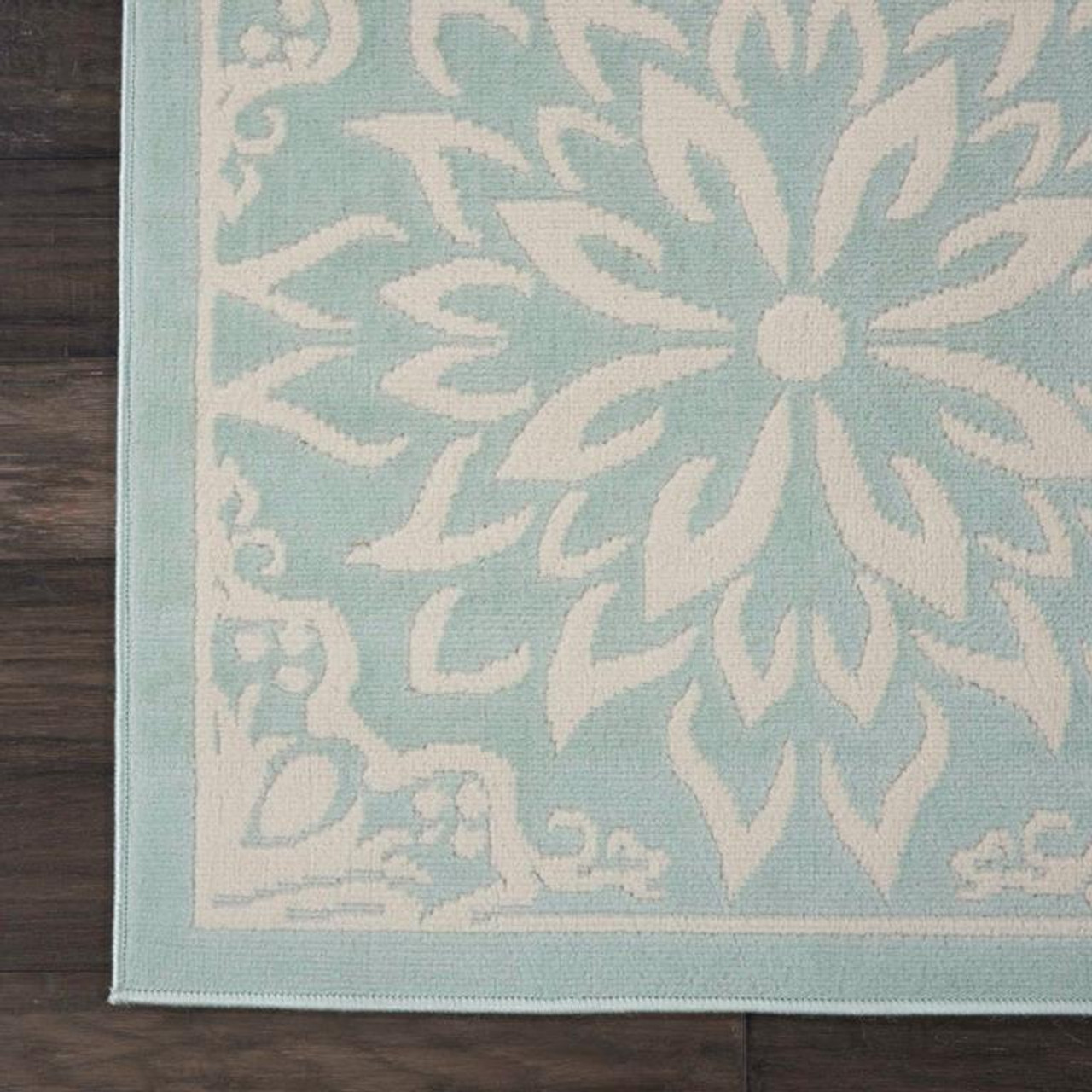 Nourison Jubilant JUB06 Ivory Green Area Rug Corner