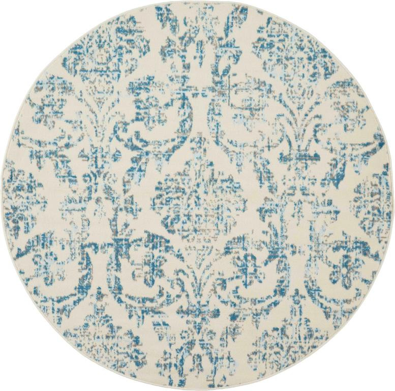 Nourison Jubilant JUB09 Ivory Blue Round Area Rug