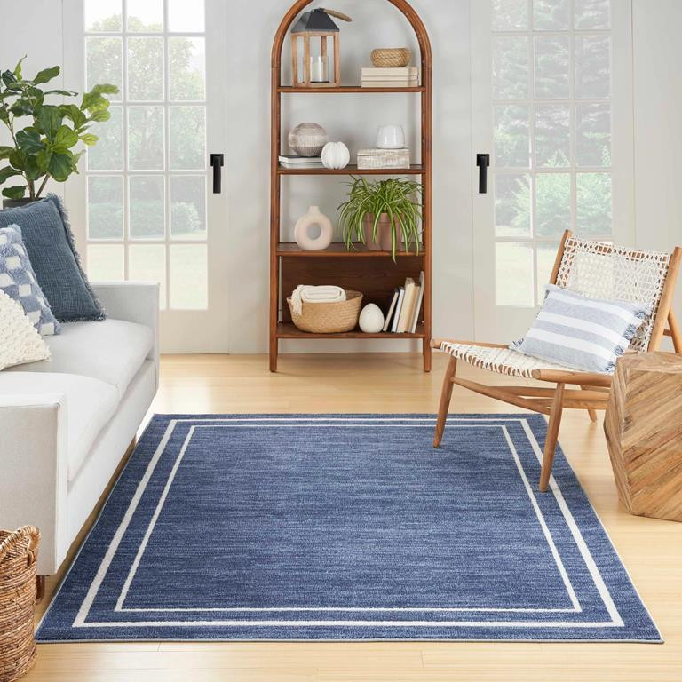 Nourison Essentials NRE02 Navy Ivory 5x7 Rug in Room