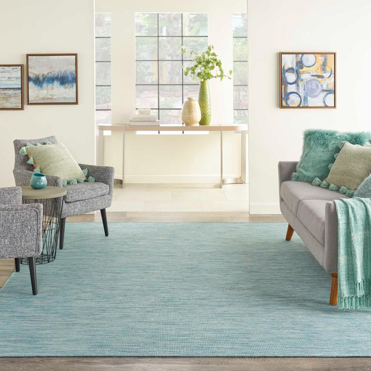 Nourison Positano POS01 Aqua Area Rug Room Scene