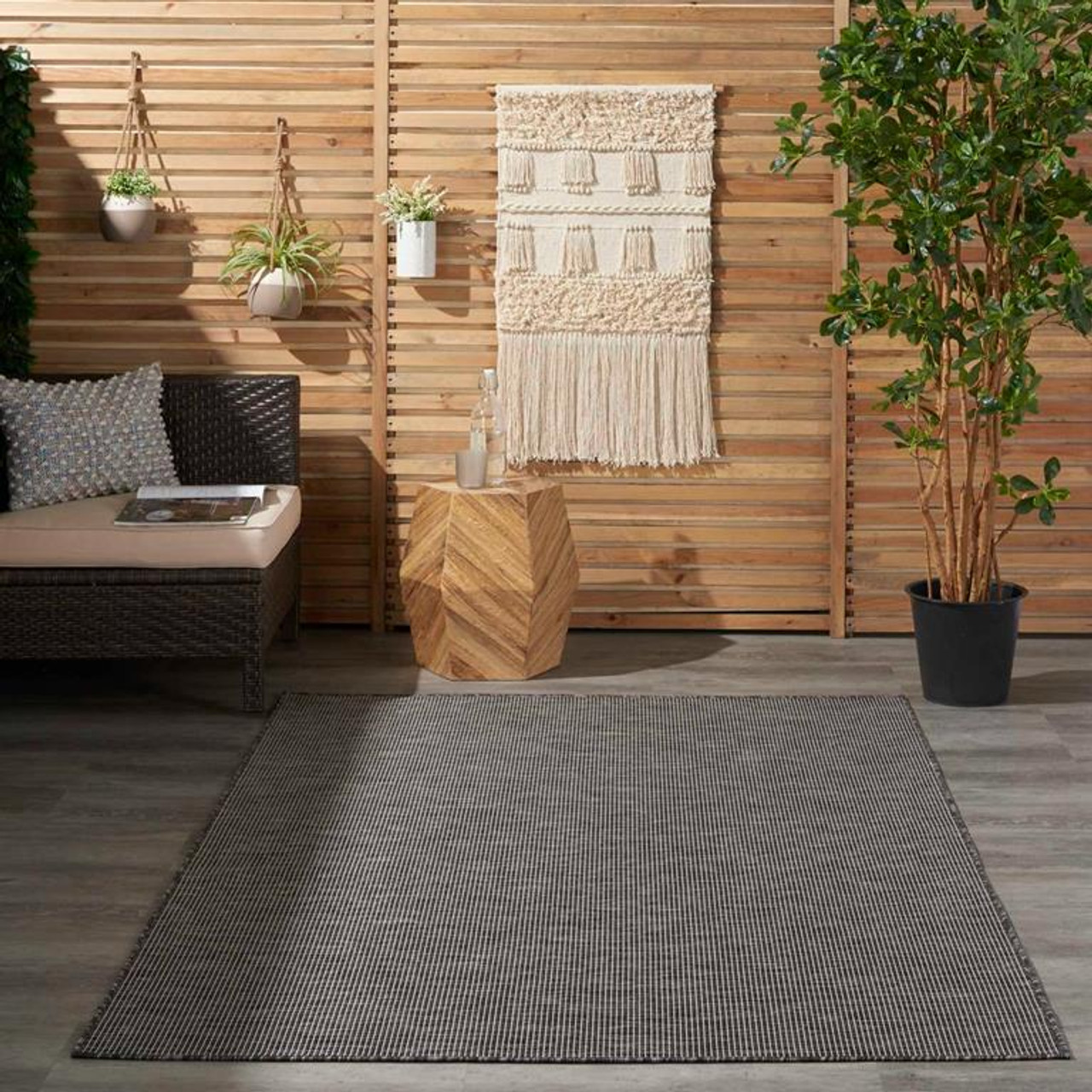 Nourison Positano POS01 Charcoal 5x7 Area Rug Outdoors