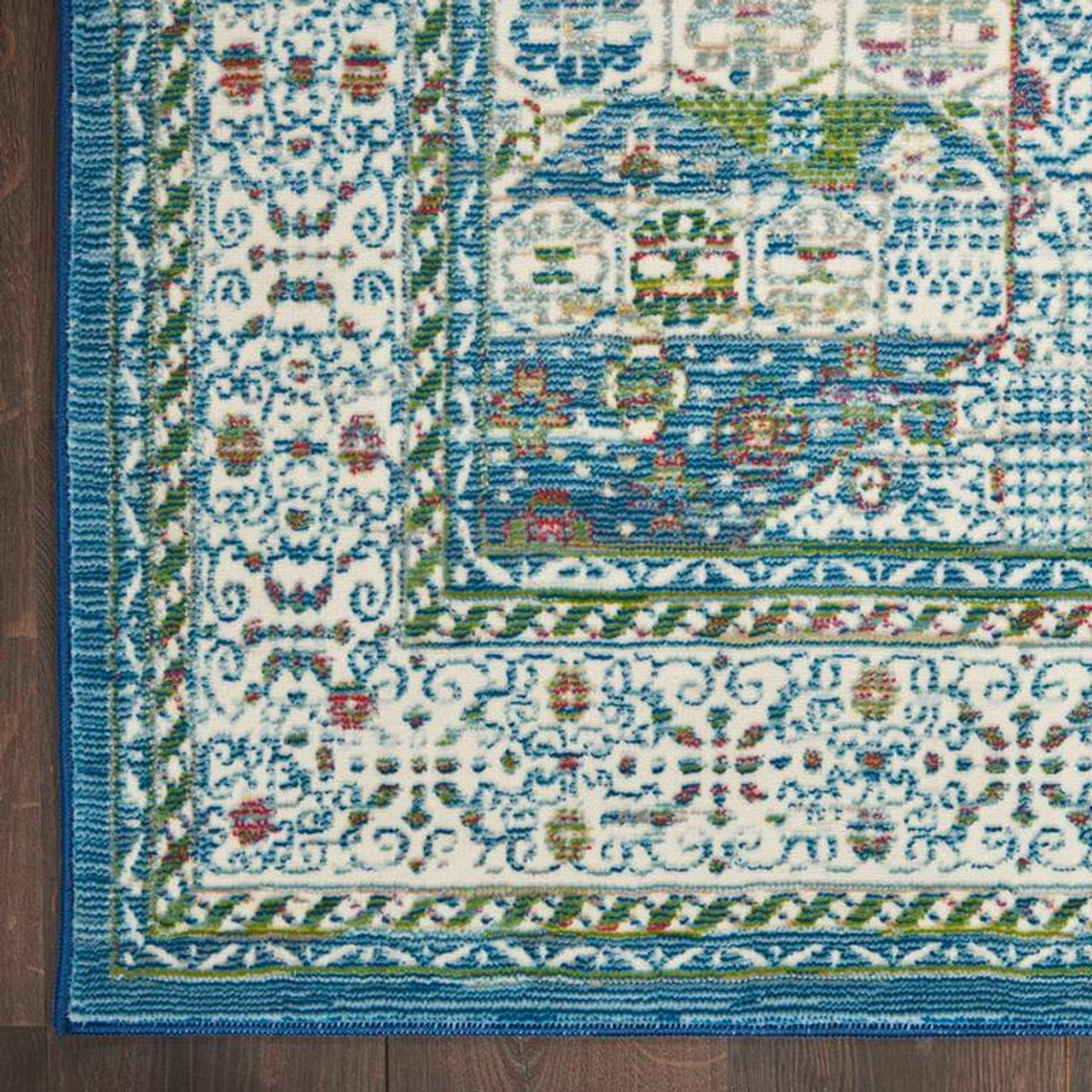 Nourison Ankara Global ANR17 Ivory Light Blue Area Corner