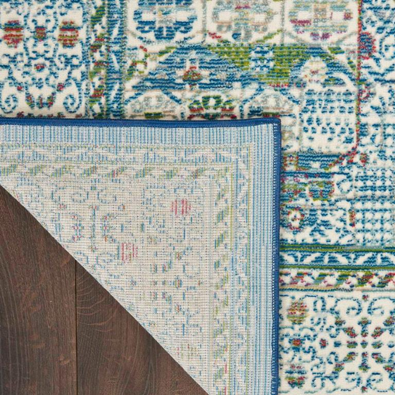 Nourison Ankara Global ANR17 Ivory Light Blue Area Back