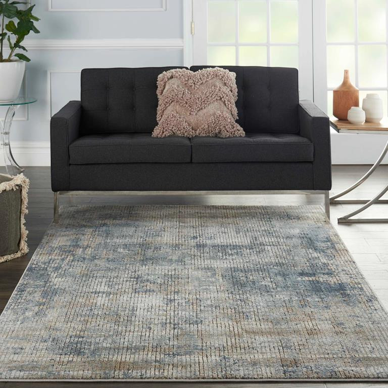 Nourison Quarry QUA02 Blue Beige 5x7 Rug in Room