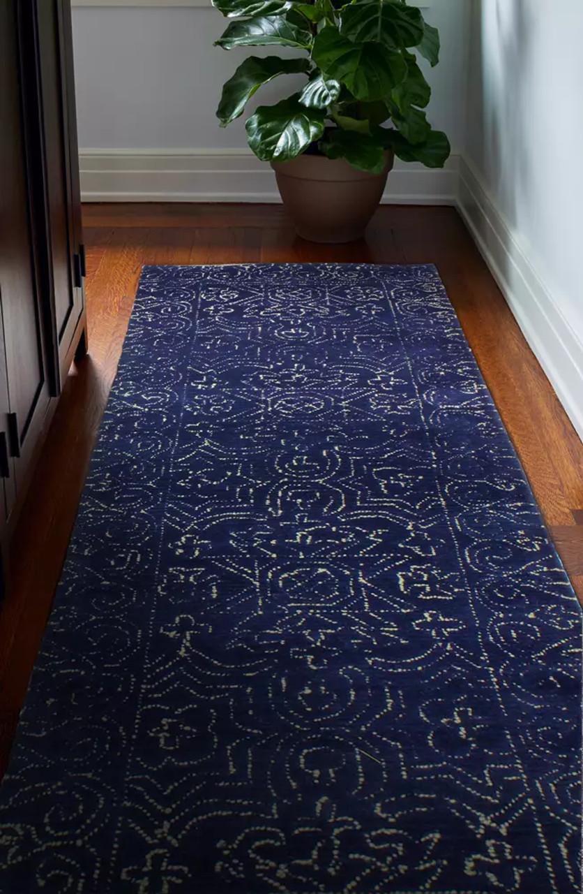 Bashian Venezia CL133 Fenwich Navy Runner Area Rug Room Scene Bashian Venezia CL133 Fenwich Navy Runner Area Rug Room Scene