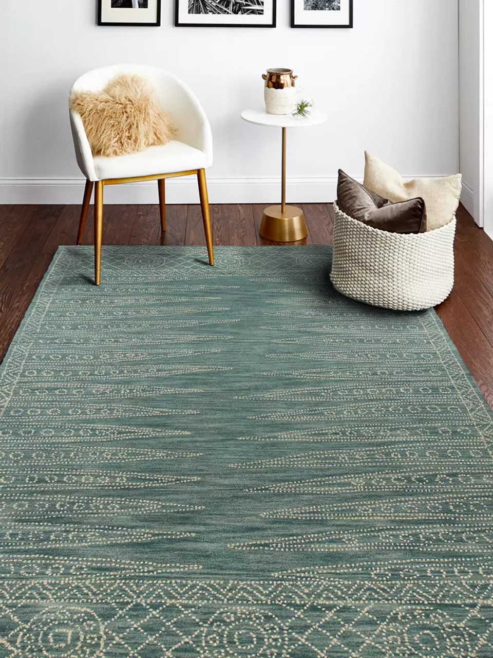 Bashian Venezia CL153 Eloise Teal Area Rug Room Scene Bashian Venezia CL153 Eloise Teal Area Rug Room Scene