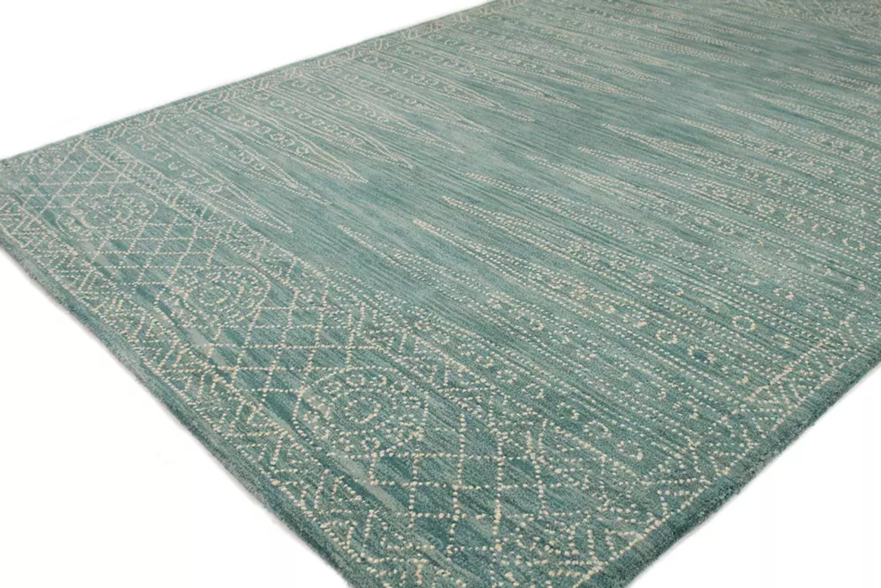 Bashian Venezia CL153 Eloise Teal Area Rug on Angle Bashian Venezia CL153 Eloise Teal Area Rug on Angle