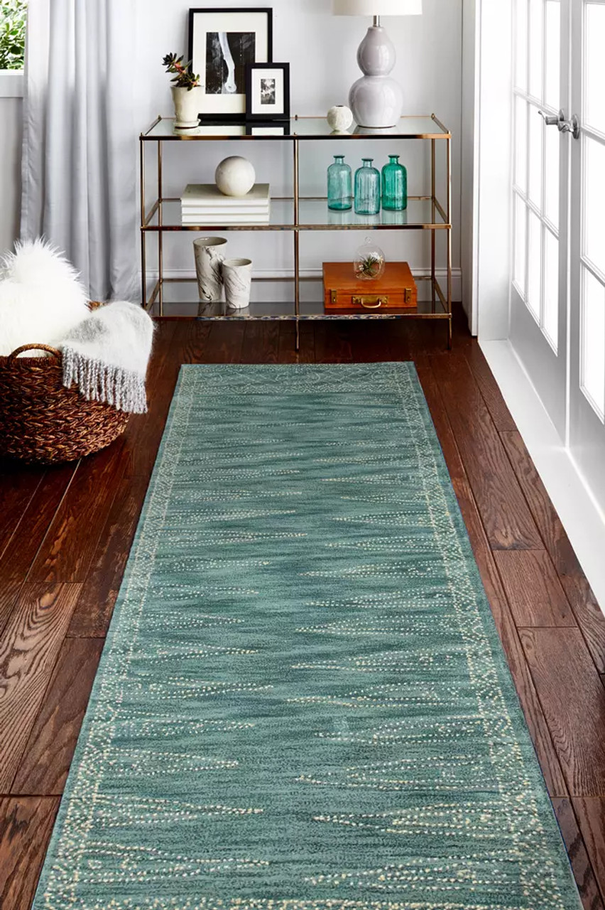 Bashian Venezia CL153 Eloise Teal Runner Area Rug Room Scene Bashian Venezia CL153 Eloise Teal Runner Area Rug Room Scene