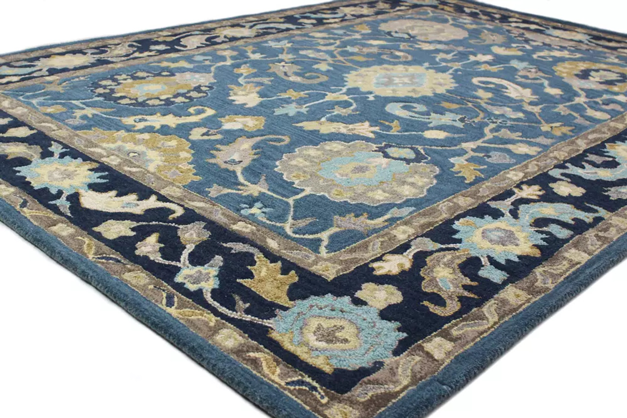 Bashian Venezia CL218 Elyse Azure Area Rug on Angle Bashian Venezia CL218 Elyse Azure Area Rug on Angle