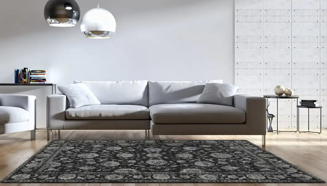 Ancient Garden 57126-3636 Charcoal/Silver Area Rug by Dynamic Rugs Room Scene