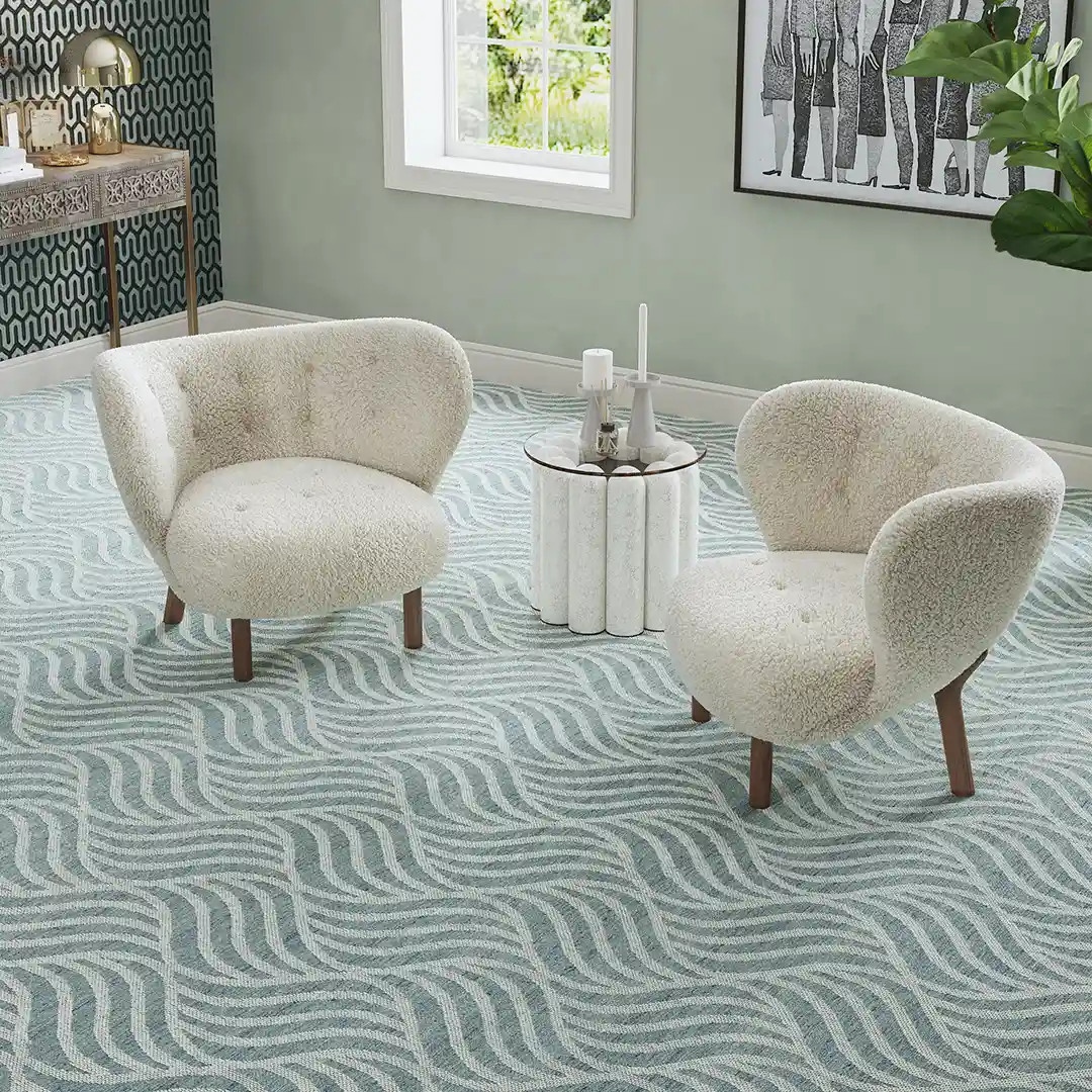 Kaleen Hook & Beam Trinity TRT-17 Blue Area Rug Room Scene