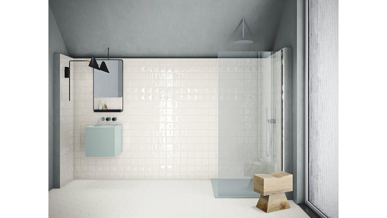 Manacor White 4" X 4" Ceramic Wall Tile Room Scene