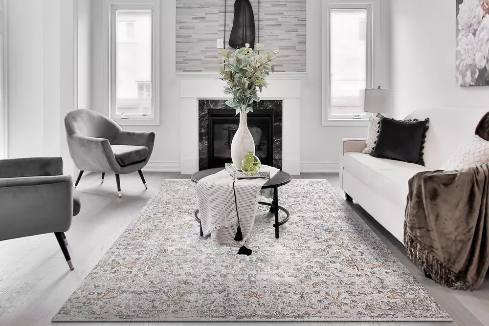 nakkyTIENS ピュアグレインズ Dynamic Rugs Skyler 6713-999 Grey Multi Area Rug | Carpetmart.com
