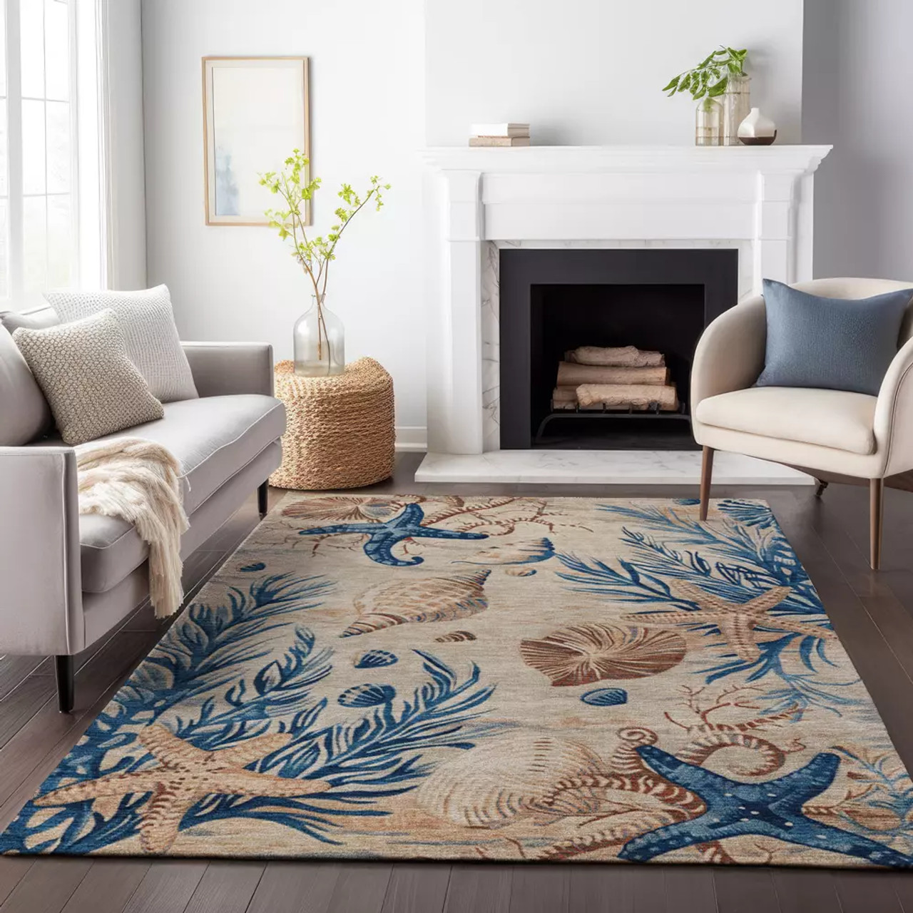 Nubrisa Bayside ABY07 Beige Blue Area Rug Room Scene 2 Nubrisa Bayside ABY07 Beige Blue Area Rug Room Scene 2