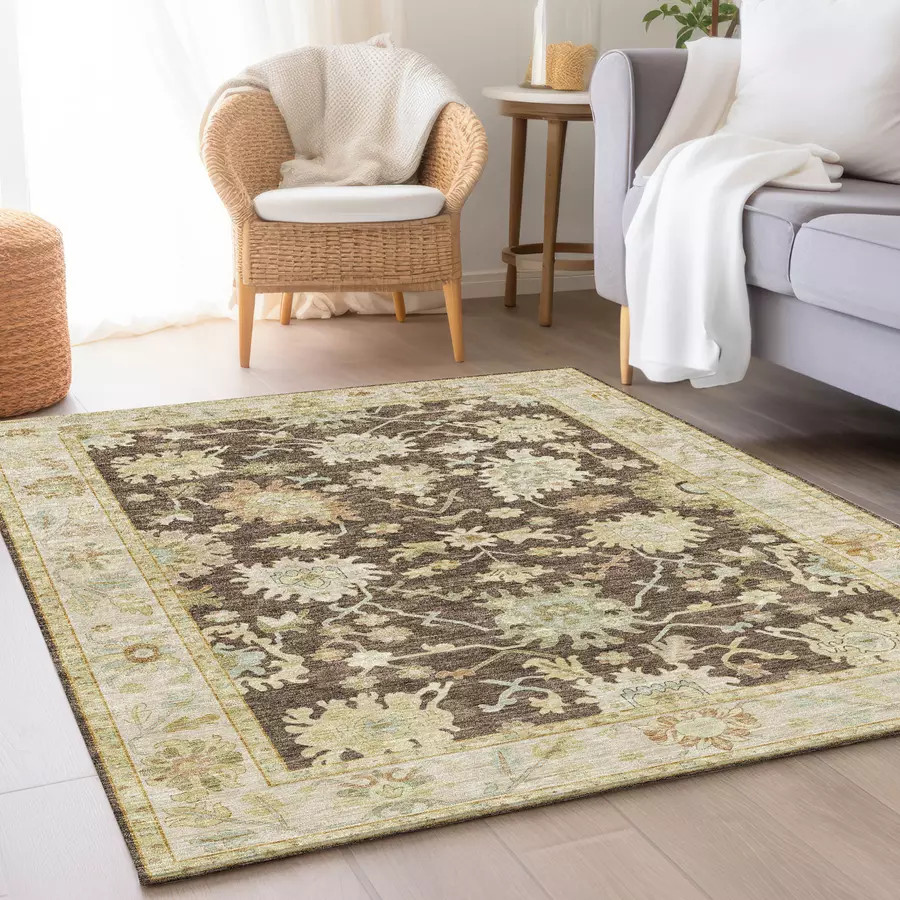 Dalyn Hatay HY2 Chocolate Area Rug Room Scene