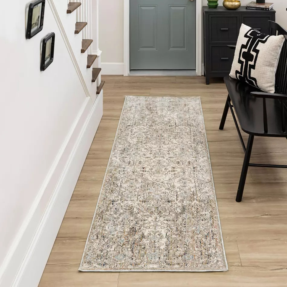 Karastan Divina R1156-238 Sanctum Cream Runner Area Rug Room Scene