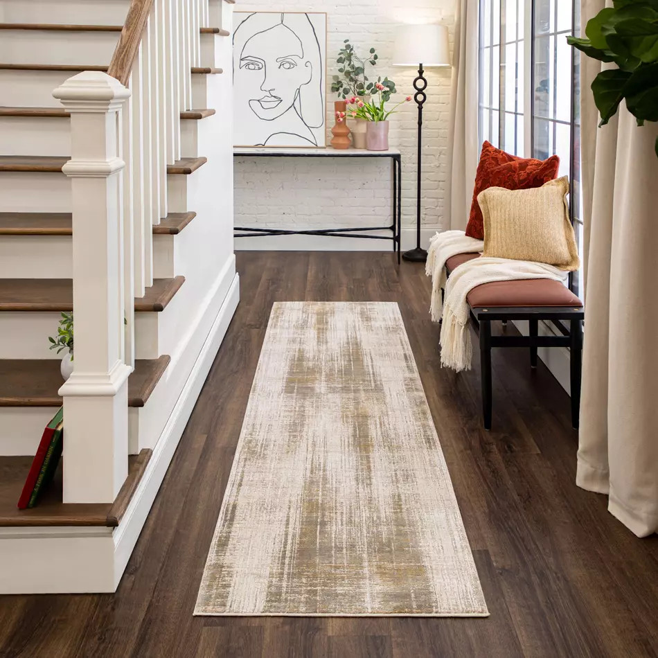 Karastan Tryst R1073-238 Messina Cream Runner Area Rug Room Scene