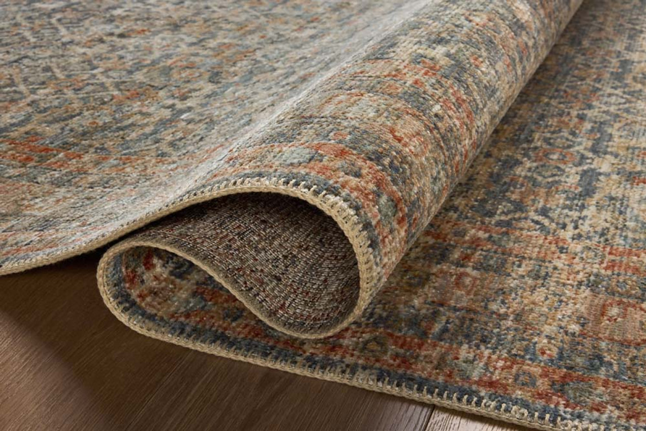 Loloi Heritage HER-12 Blue Rust Area Rug Side View