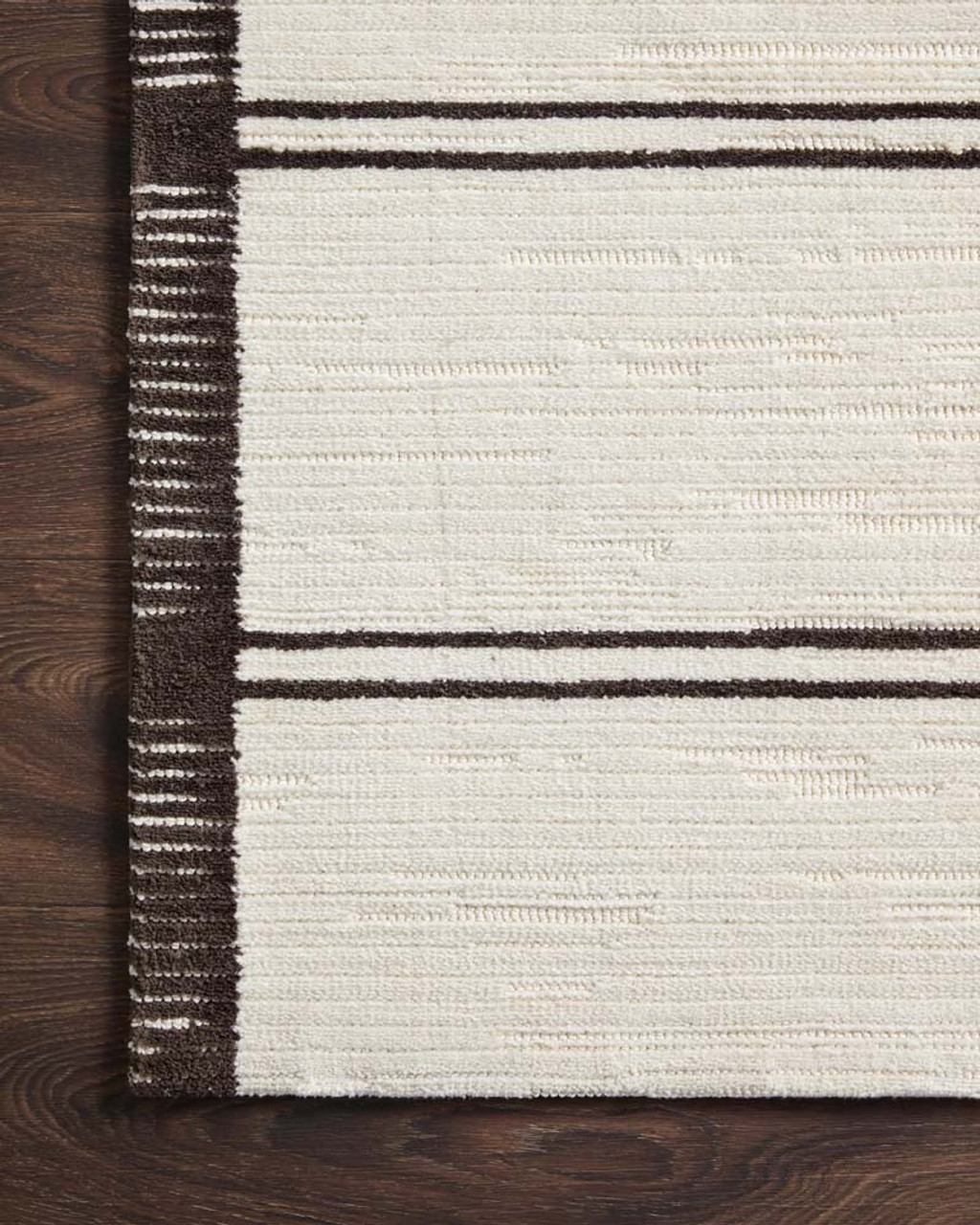 Logan LOG-02 White Mocha Area Rug - Magnolia Home by Joanna Gaines Corner 2