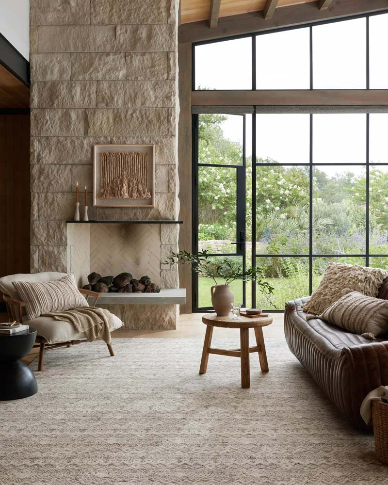 Loloi Raven RAV-03 Dove Ivory Area Rug Room Scene