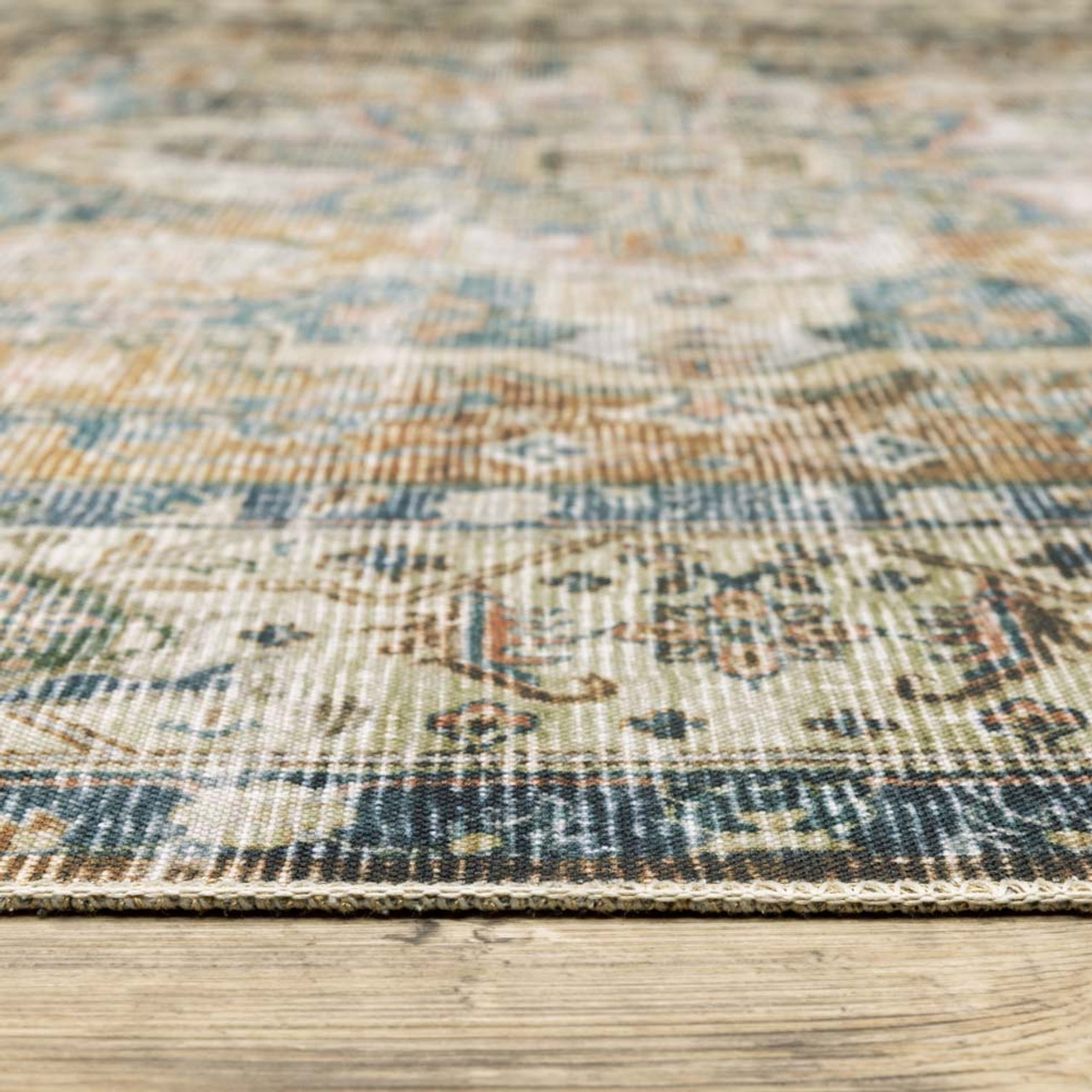 Oriental Weavers Charleston CHA02 Blue Gold Area Rug Pile
