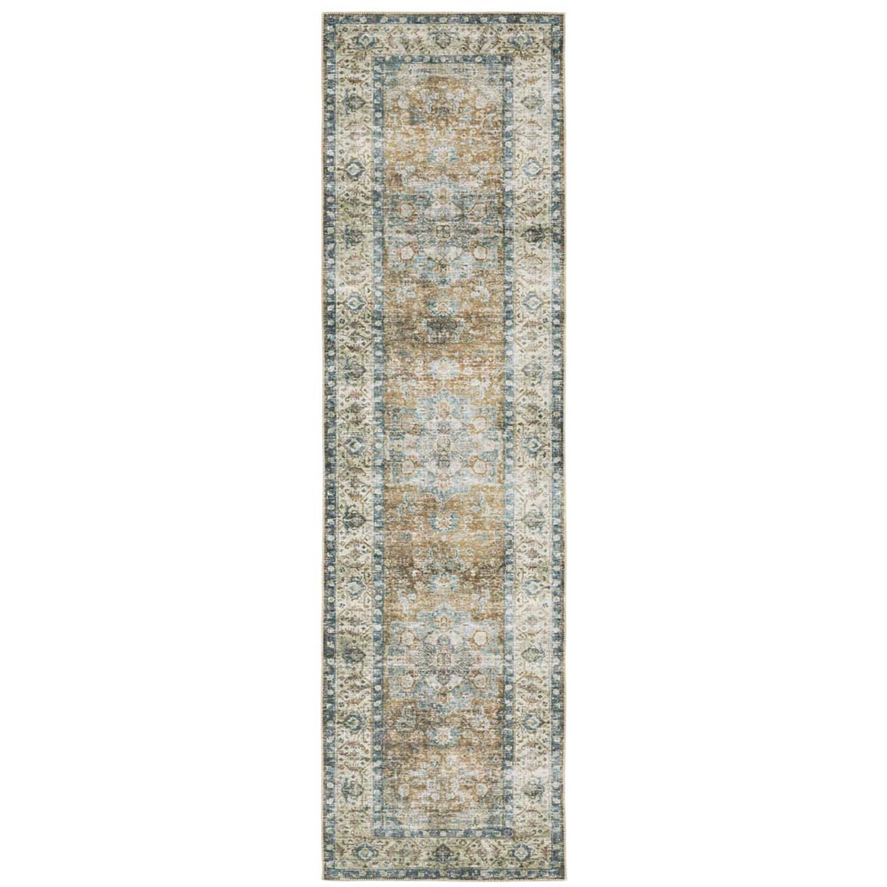 Oriental Weavers Charleston CHA02 Blue Gold Runner Area Rug