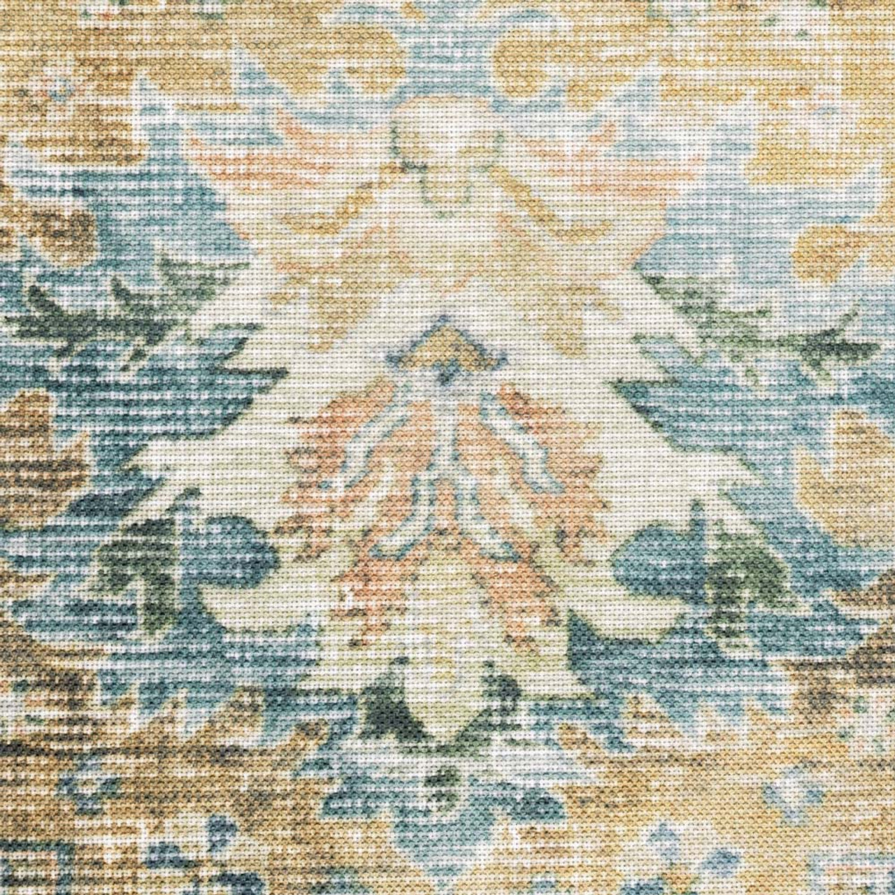 Oriental Weavers Charleston CHA02 Blue Gold Area Rug Zoom