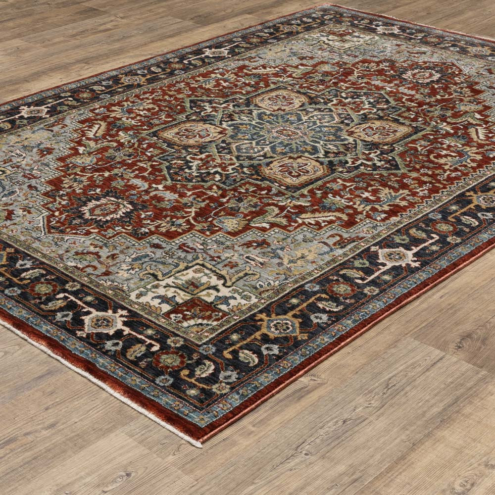 Oriental Weavers Eliana ELI11 Red Blue Area Rug Angle