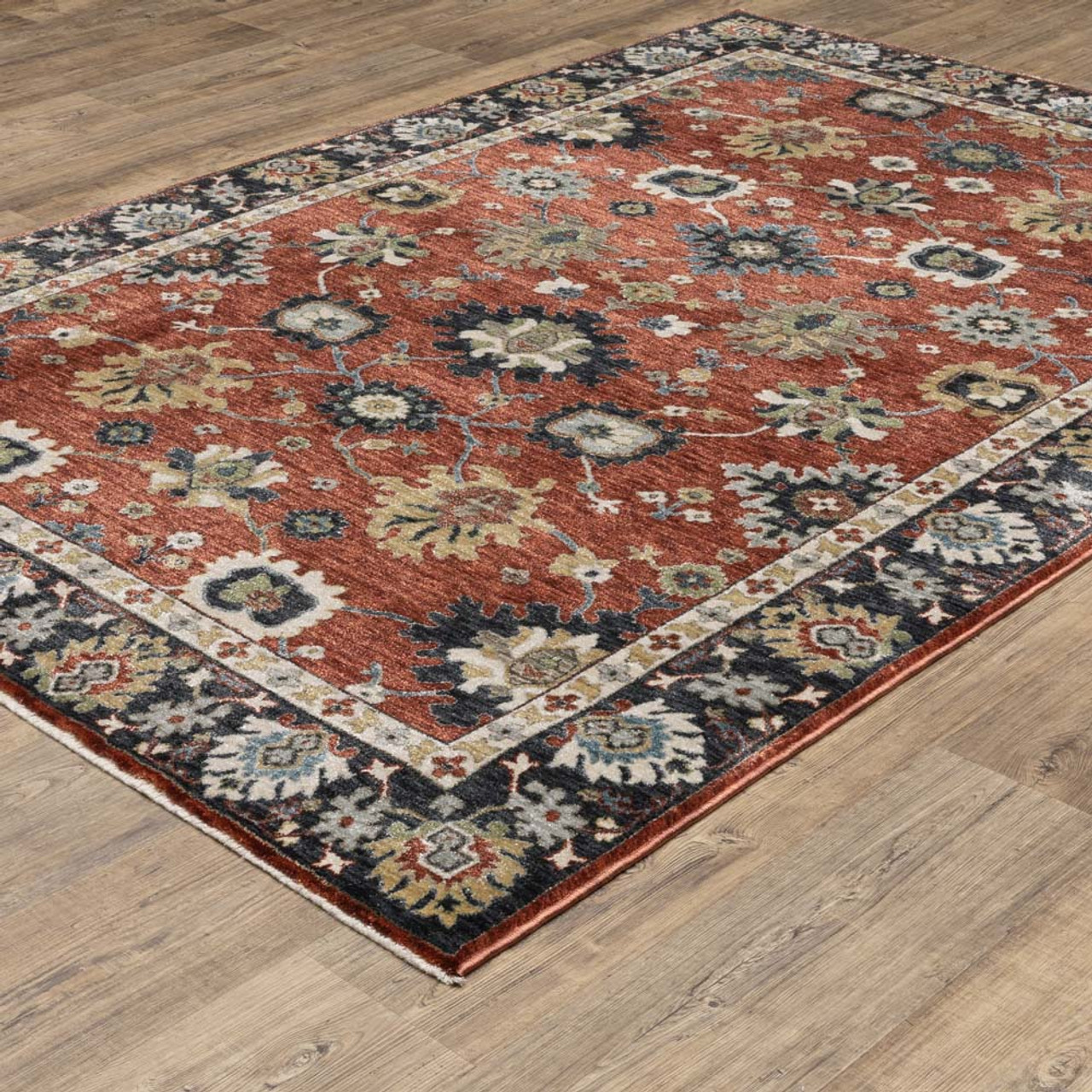 Oriental Weavers Eliana ELI12 Red Blue Area Rug Angle