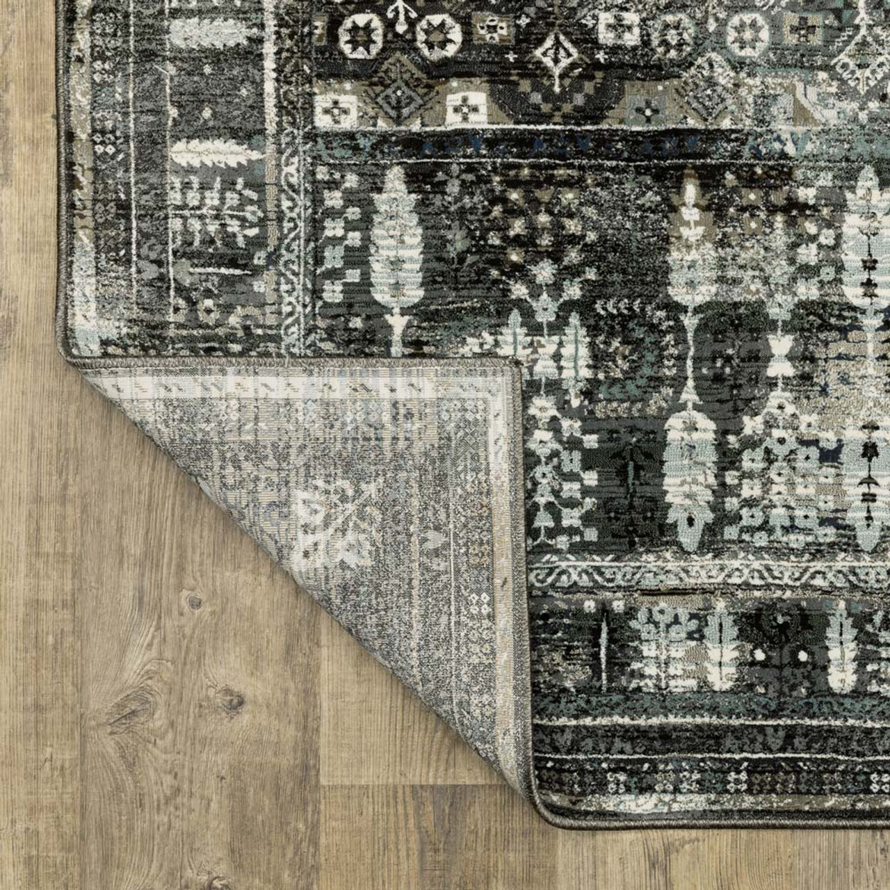 Oriental Weavers Gemini 70N Charcoal Grey Area Rug Flip