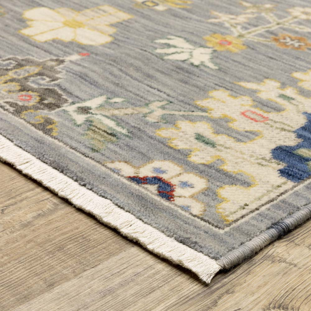 Oriental Weavers Lucca 5507E Grey Multi Area Rug Corner