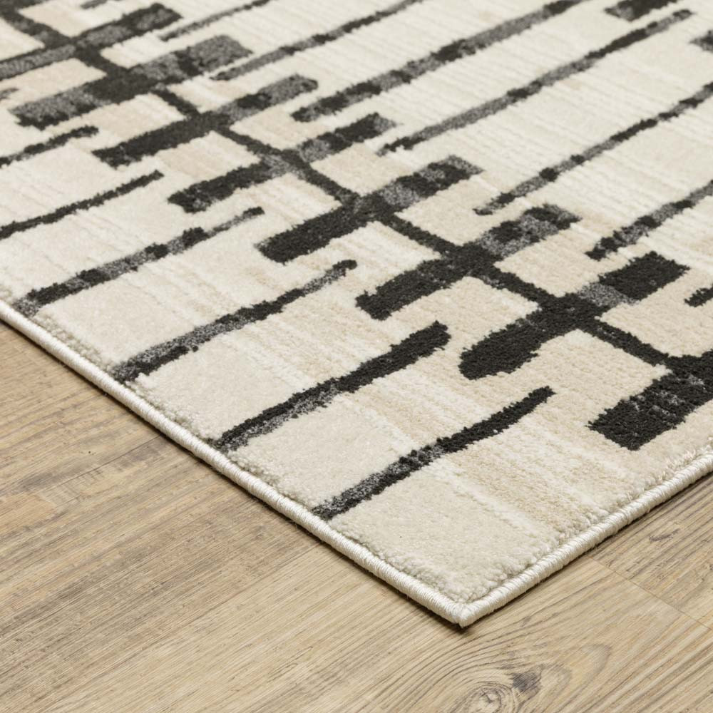 ON-AIR オンエア I&I EQUIP RUG ラグ Oriental Weavers Raylan RAY11 Ivory Black Area Rug | Carpetmart