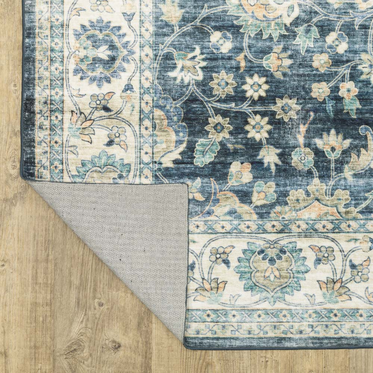 Oriental Weavers Sumter SUM02 Blue Ivory Area Rug Flip