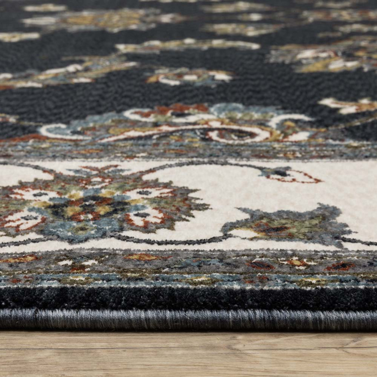 Oriental Weavers Vivian VI01B Navy Ivory Area Rug Pile