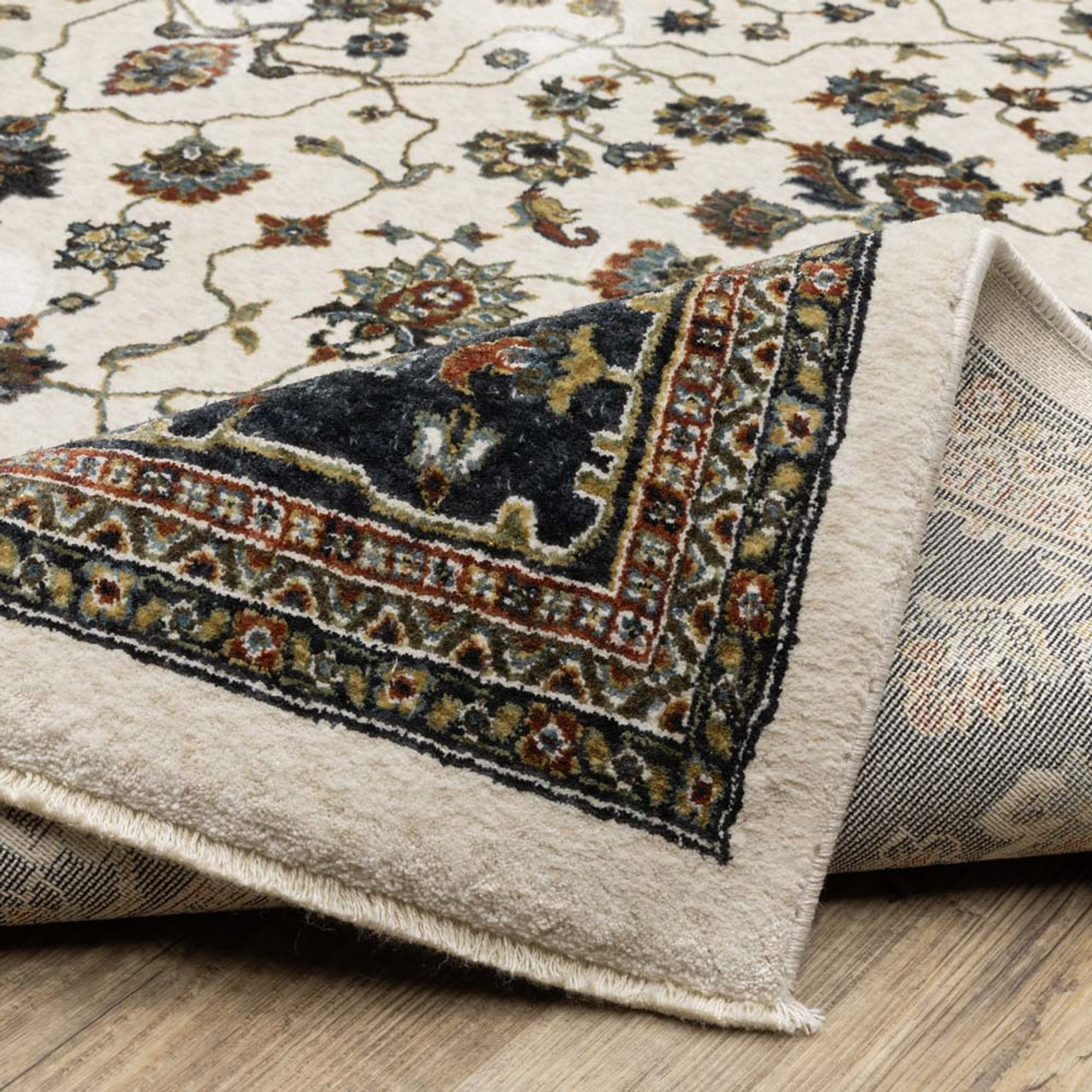 Oriental Weavers Vivian VI02B Ivory Navy Area Rug Wave